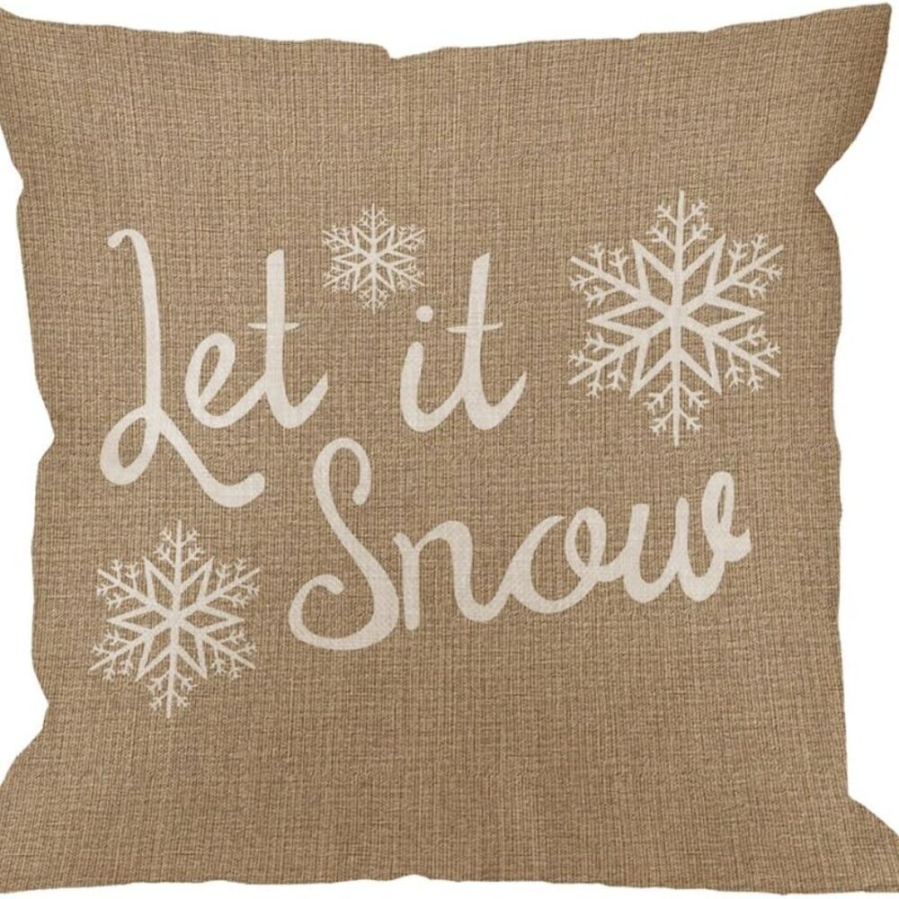 Let It Snow Pillow Cover Snowflake Cotton Linen Cushion Cover Pillowcase for Men